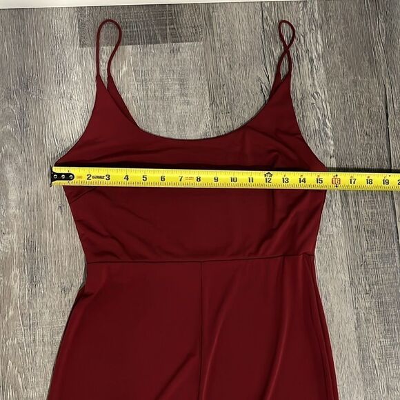 LUSH NWT high front slit slip dress burgundy - small - Picture 6 of 9